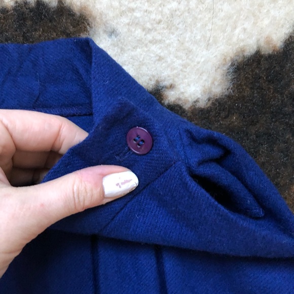 Navy Blue Pleated Wool Pleated Skirt - Picture 4 of 7